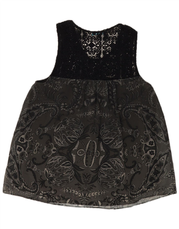 DESIGUAL Женская блузка без рукавов с графическим рисунком UK 18 XL Серый Пейсли