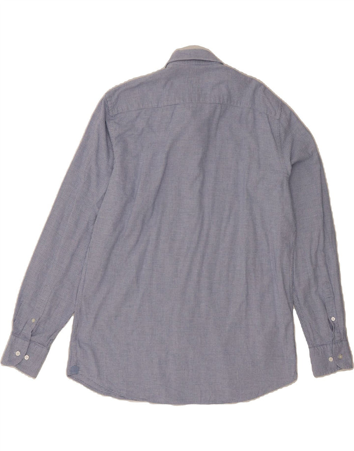 MASSIMO DUTTI Mens Shirt Large Blue Houndstooth Cotton Vintage Massimo Dutti and Second-Hand Massimo Dutti from Messina Hembry 