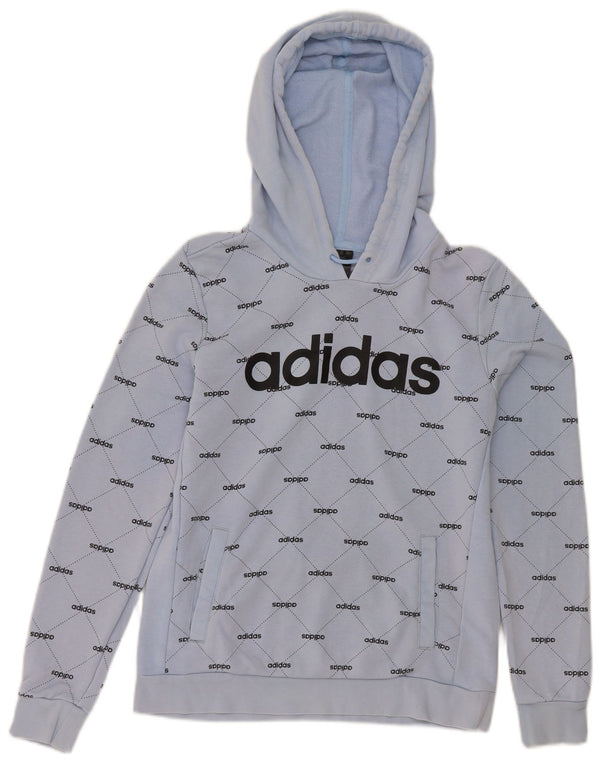 Женский джемпер с капюшоном Adidas UK 10, маленький синий, хлопок