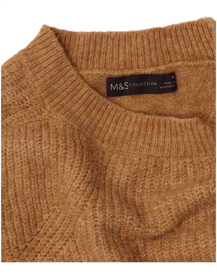 MARKS & SPENCER Womens Crew Neck Jumper Sweater UK 14 Medium Brown Acrylic