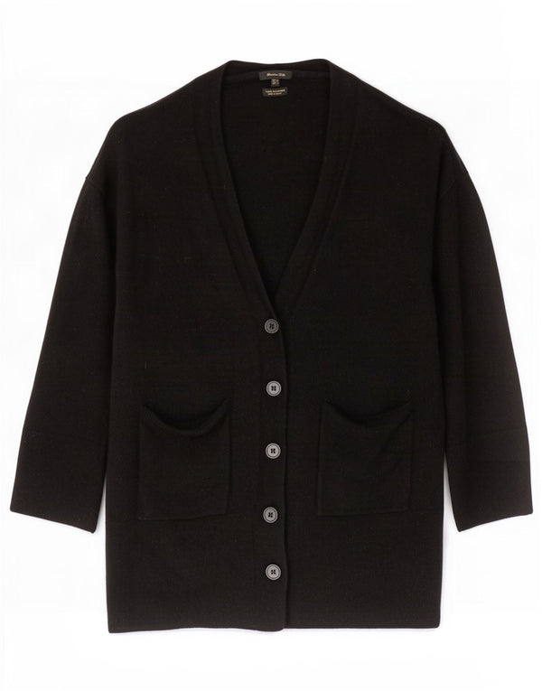 Женский кардиган с рукавом 3/4 Massimo Dutti UK 16, большой черный шерстяной свитер