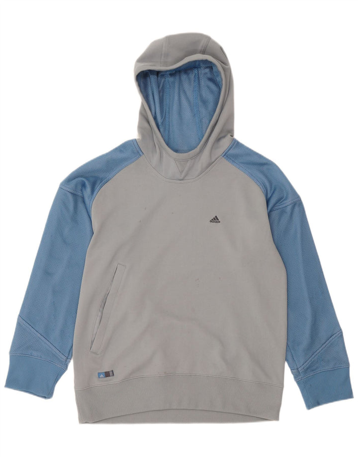 Мужской джемпер с капюшоном Adidas, маленький серый, полиэстер с цветными блоками