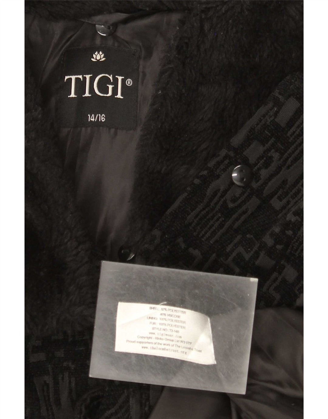 Женский бомбер Tigi UK 14/16, большой черный полиэстер с геометрическим рисунком