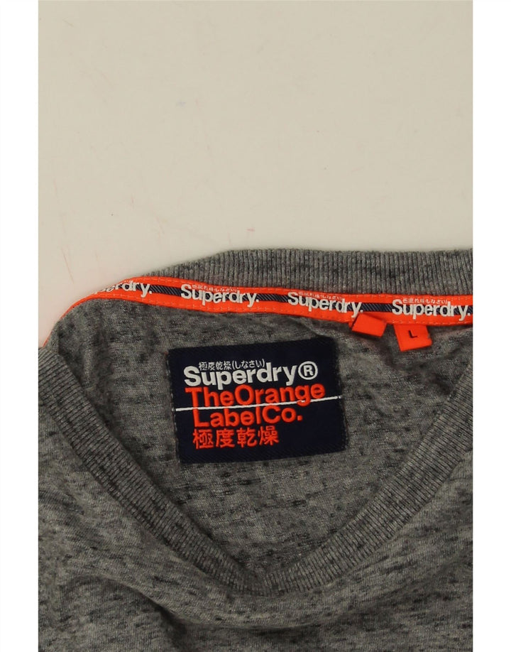 Мужской топ Superdry с длинным рукавом, большой серый хлопок с крапинками