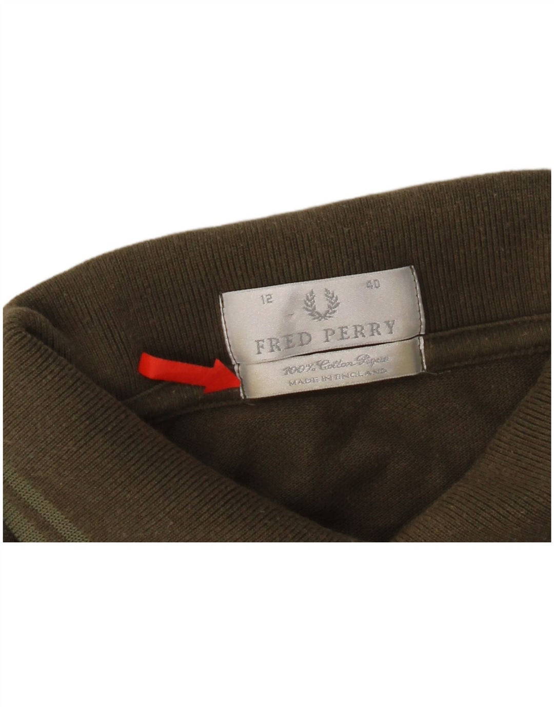 Женская рубашка-поло Fred Perry UK 12, средний цвет хаки, хлопок