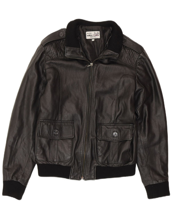 MIRA FURS Мужская кожаная куртка в стиле милитари IT 52 XL Черная кожа