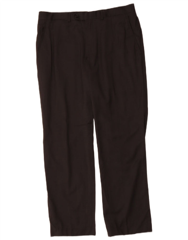 Мужские прямые костюмные брюки MASSIMO DUTTI EU 42, большие W32 L32, черные шерстяные