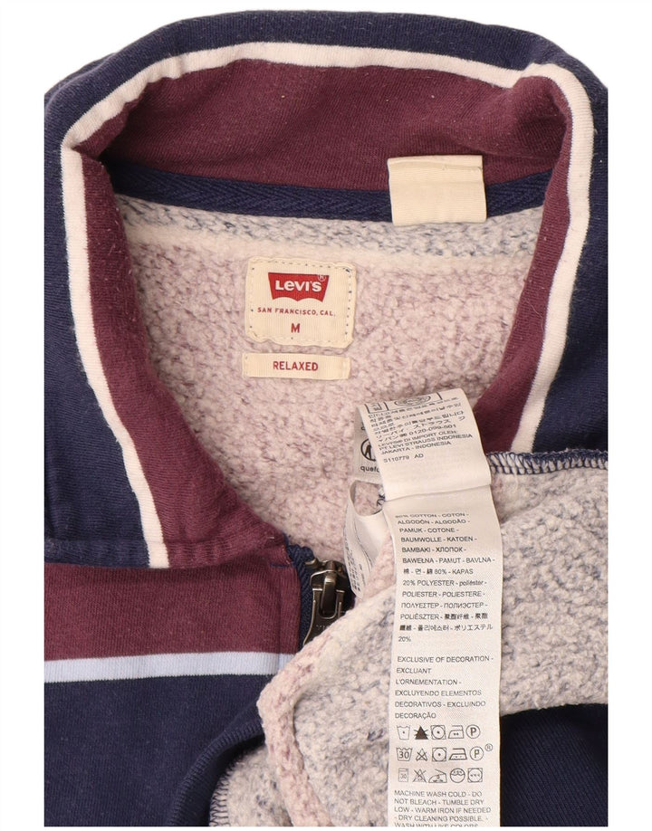 Мужской свободный свитшот с воротником на молнии LEVI'S, средний темно-синий в полоску