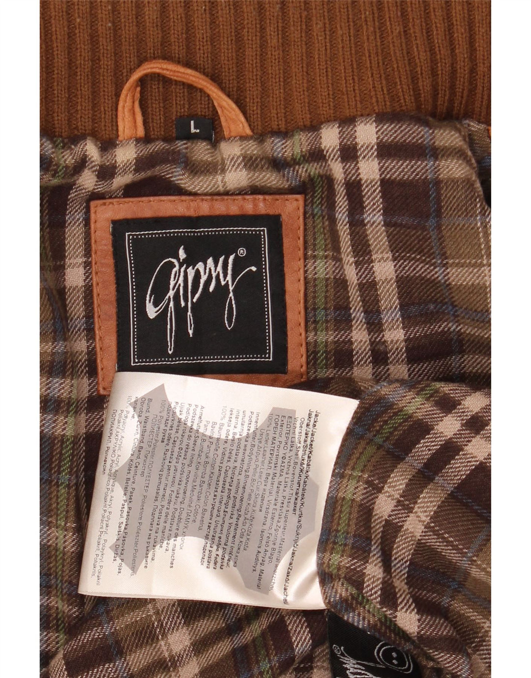 Мужская кожаная куртка-бомбер GYPSY в стиле милитари UK 40, большая коричневая кожа