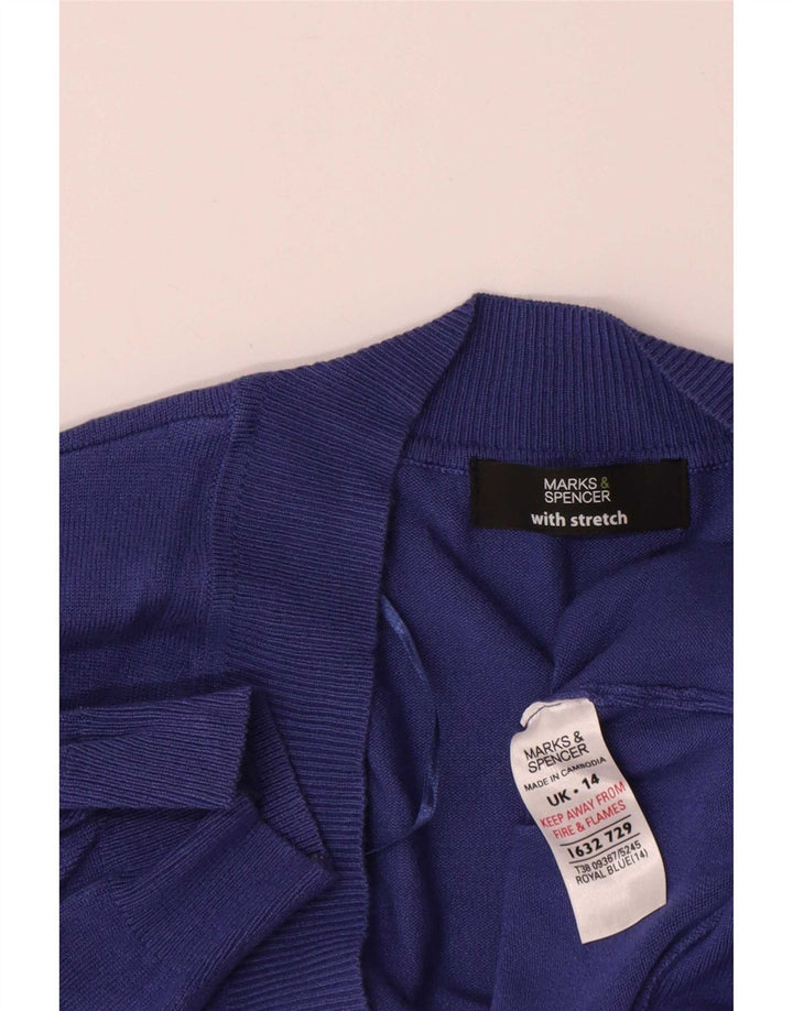 Женский кардиган с короткими рукавами Marks & Spencer UK 14, средний темно-синий