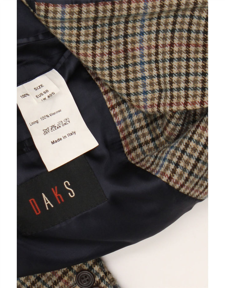 Мужской пиджак DAKS с 2 пуговицами UK 40, большой коричневый цвет «гусиные лапки» из натуральной шерсти