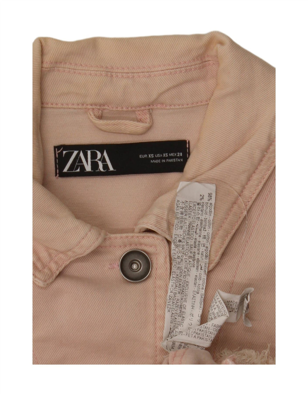 Женская джинсовая куртка оверсайз Zara UK 6 XS, розовый хлопок