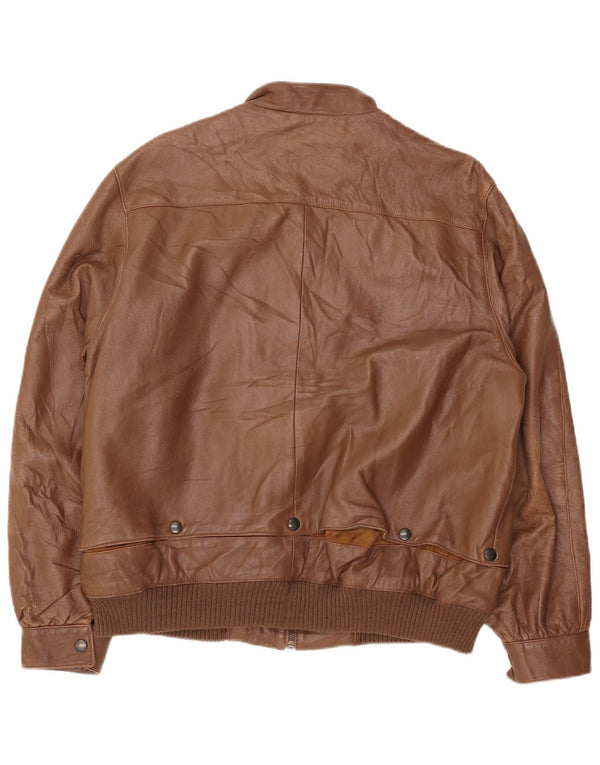 VINTAGE Женская кожаная куртка IT 48 XL Коричневая кожа