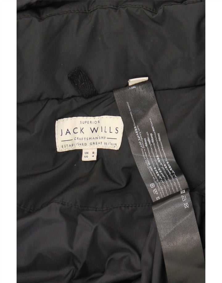JACK WILLS Womens Hooded Padded Coat UK 8 Small Black Polyester Vintage Jack Wills and Second-Hand Jack Wills from Messina Hembry 