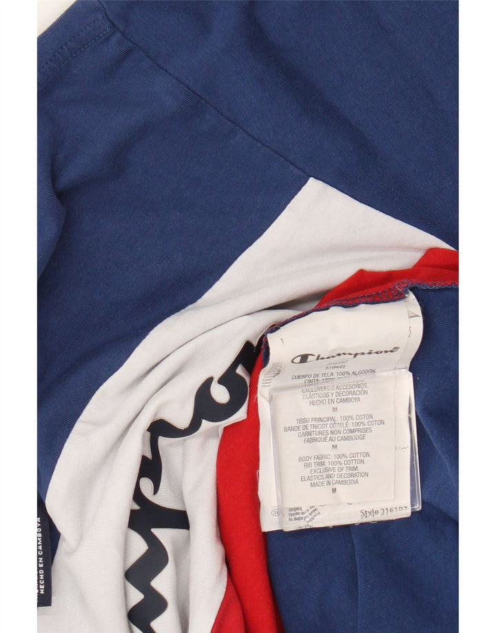 Мужская футболка Champion с рисунком, топ, средний цвет, хлопок с цветными блоками