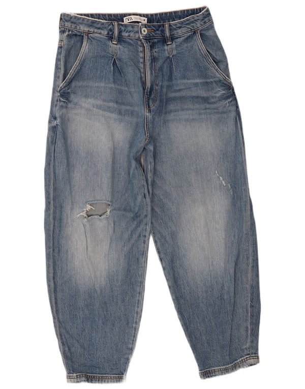Zara Womens High Waist Loose Fit Tapered Jeans EU 40 Medium W30 L26 Blue