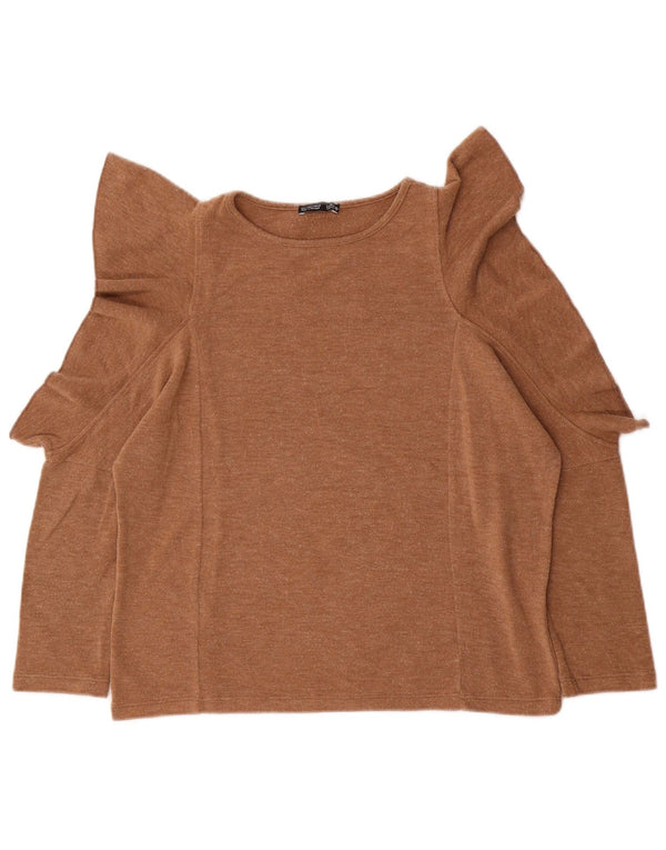Женский топ оверсайз Zara с рукавом 3/4, UK 10, маленький бежевый