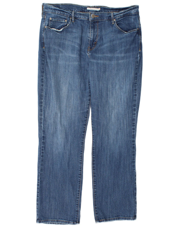 Женские прямые джинсы Levi's 505 с высокой талией, США 14 XL W32 L28, синий хлопок