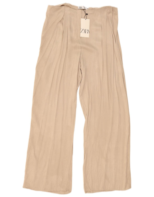 Zara Женские повседневные широкие брюки XL W36 L32 Бежевые вискозные