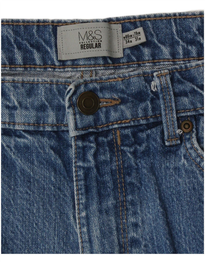 Мужские прямые джинсы Marks & Spencer W34 L31 синие, хлопок