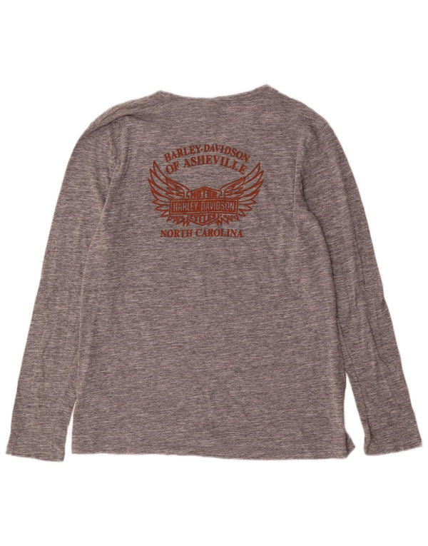 Мужской топ Harley Davidson с длинным рукавом и рисунком, 2XL, серый хлопок с крапинками
