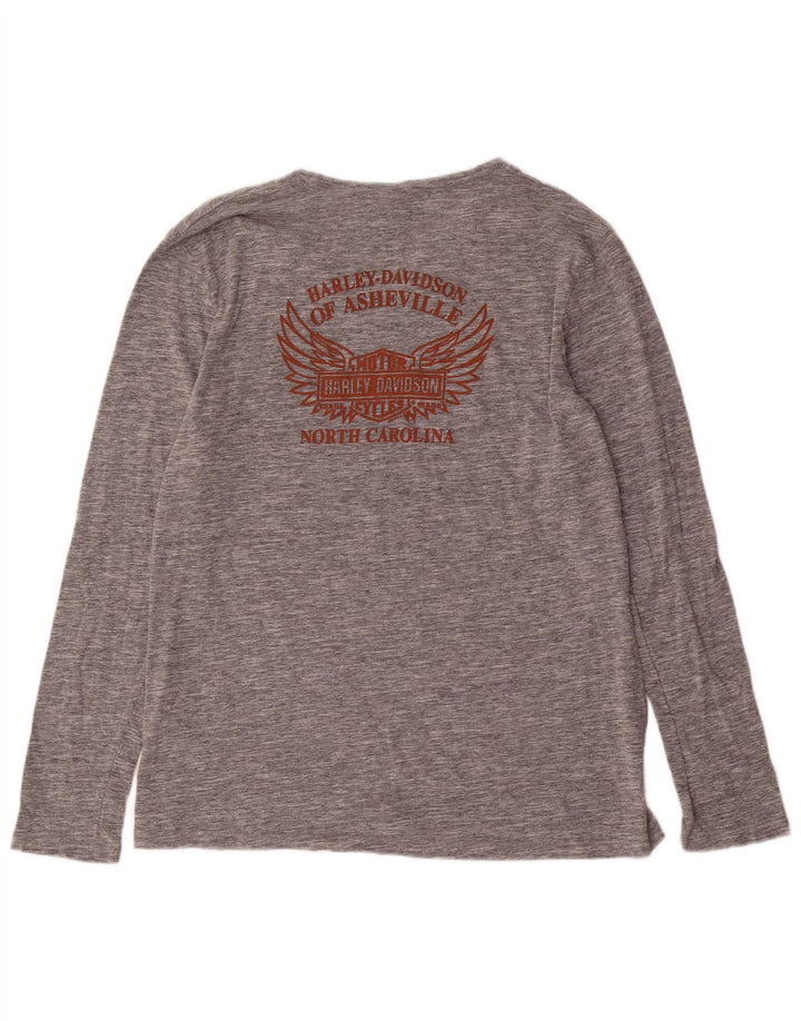Мужской топ Harley Davidson с длинным рукавом и рисунком, 2XL, серый хлопок с крапинками