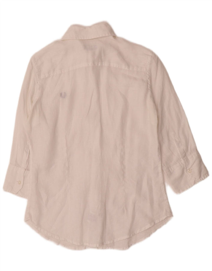 Женская рубашка с рукавом 3/4 Fred Perry UK 10, маленькая, белая, льняная