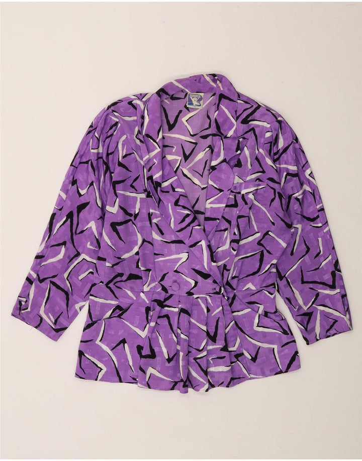 YESSICA Womens Abstract Pattern Shirt Blouse EU 38 Medium Purple Polyester Vintage Yessica and Second-Hand Yessica from Messina Hembry 