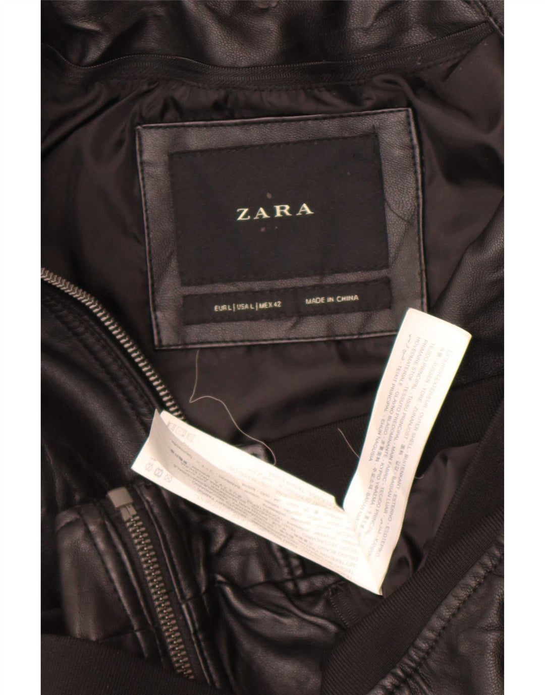 Мужской бомбер Zara UK 40 из искусственной кожи, большой черный полиэстер