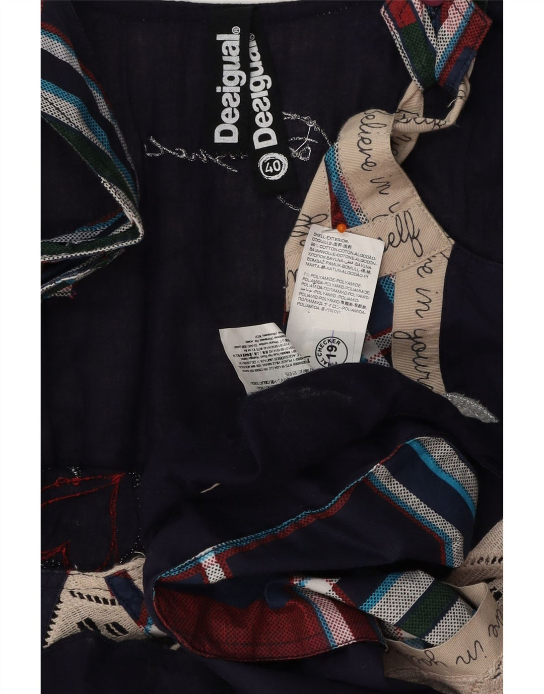 DESIGUAL Женское платье трапециевидного силуэта с графическим рисунком EU 40, средний темно-синий в стиле пэчворк