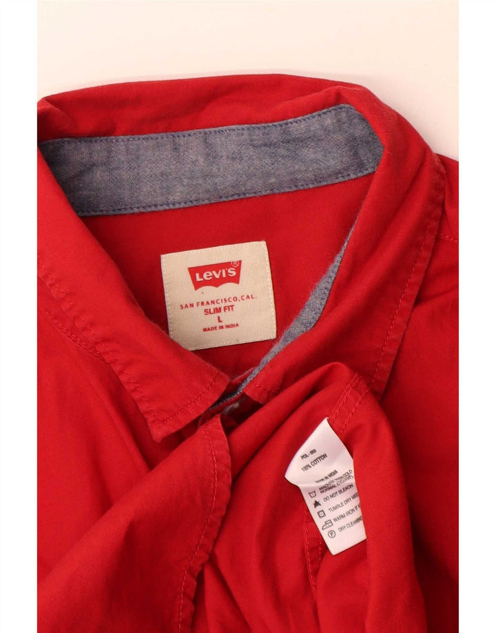 Мужская рубашка узкого кроя Levi's, большая красная хлопковая рубашка