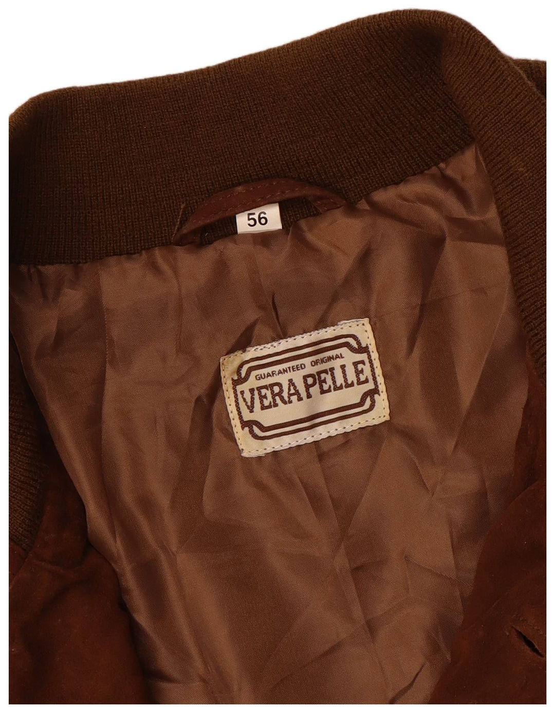 Винтажный мужской замшевый бомбер IT 56 3XL Коричневый кожаный