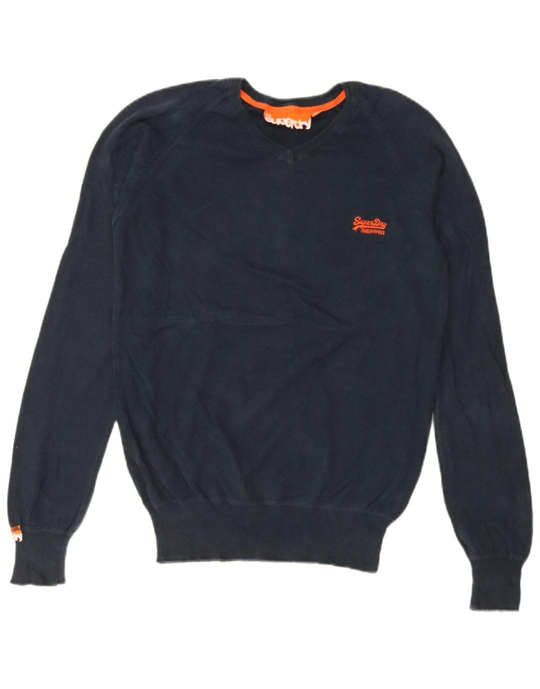 Мужской джемпер с v-образным вырезом Superdry, маленький темно-синий, хлопковый
