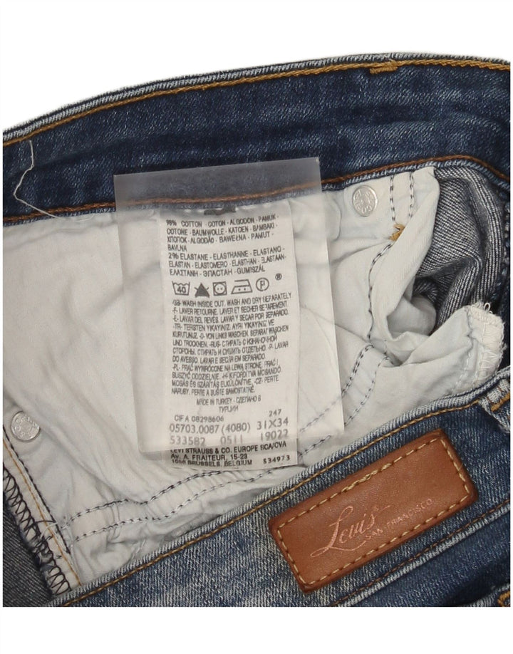Женские узкие джинсы Levi's W31 L34 синие, хлопок
