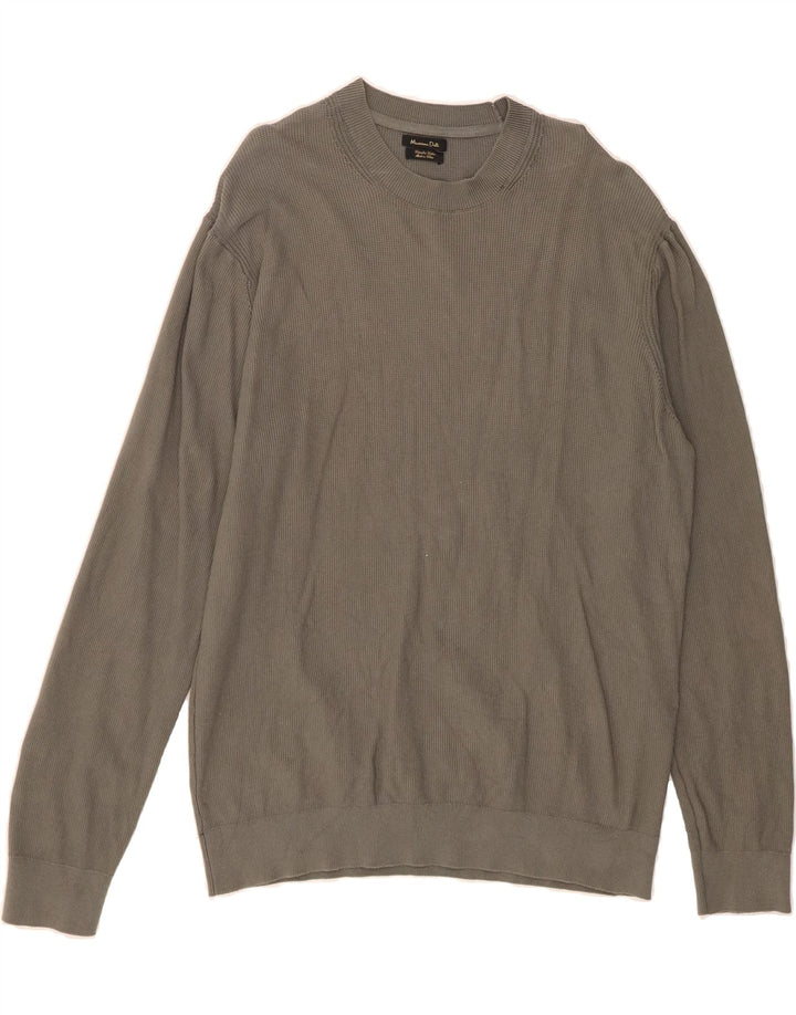 MASSIMO DUTTI Mens Crew Neck Jumper Sweater XL Grey Cotton Vintage Massimo Dutti and Second-Hand Massimo Dutti from Messina Hembry 