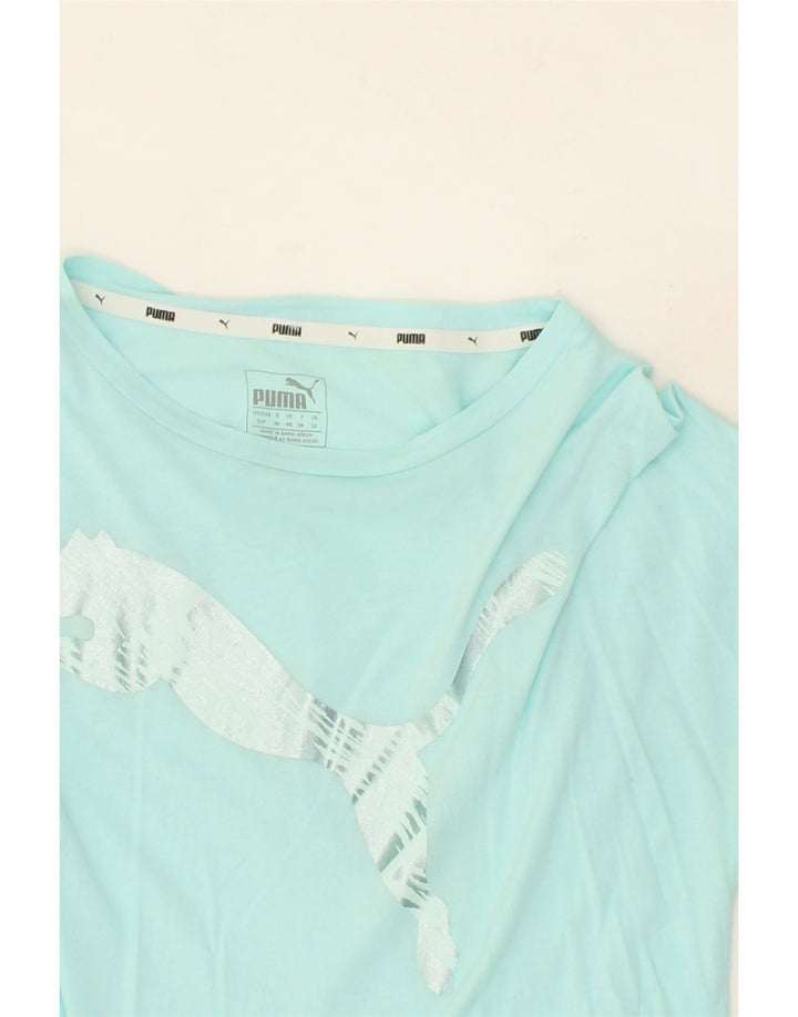 PUMA Womens Graphic T-Shirt Top UK 10 Small Blue Vintage Puma and Second-Hand Puma from Messina Hembry 