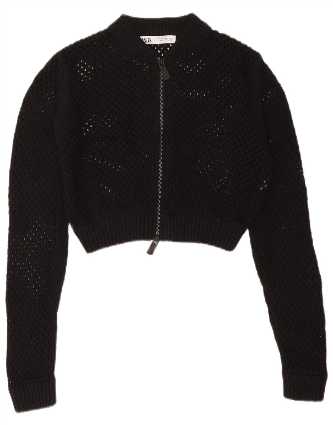 Женский укороченный прозрачный кардиган Zara UK 12, средний черный цвет