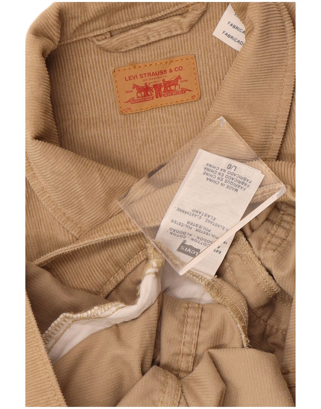Женская вельветовая куртка LEVI'S UK 16, большой размер, бежевый хлопок