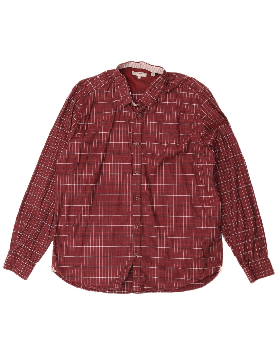 Мужская рубашка Ted Baker, размер 7, 3XL, темно-бордовая клетка, хлопок