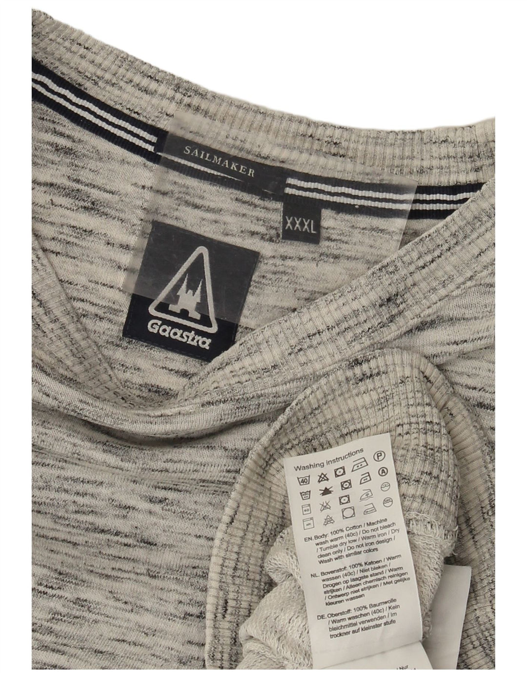 GAASTRA Мужской топ с длинным рукавом 3XL, серый хлопок с крапинками