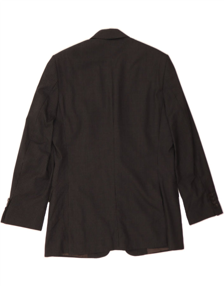 JAEGER Mens 3 Button Blazer Jacket UK 40 Large Black Pinstripe Wool Vintage Jaeger and Second-Hand Jaeger from Messina Hembry 