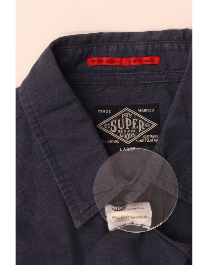 Мужская рубашка Superdry большого размера из хлопка темно-синего цвета