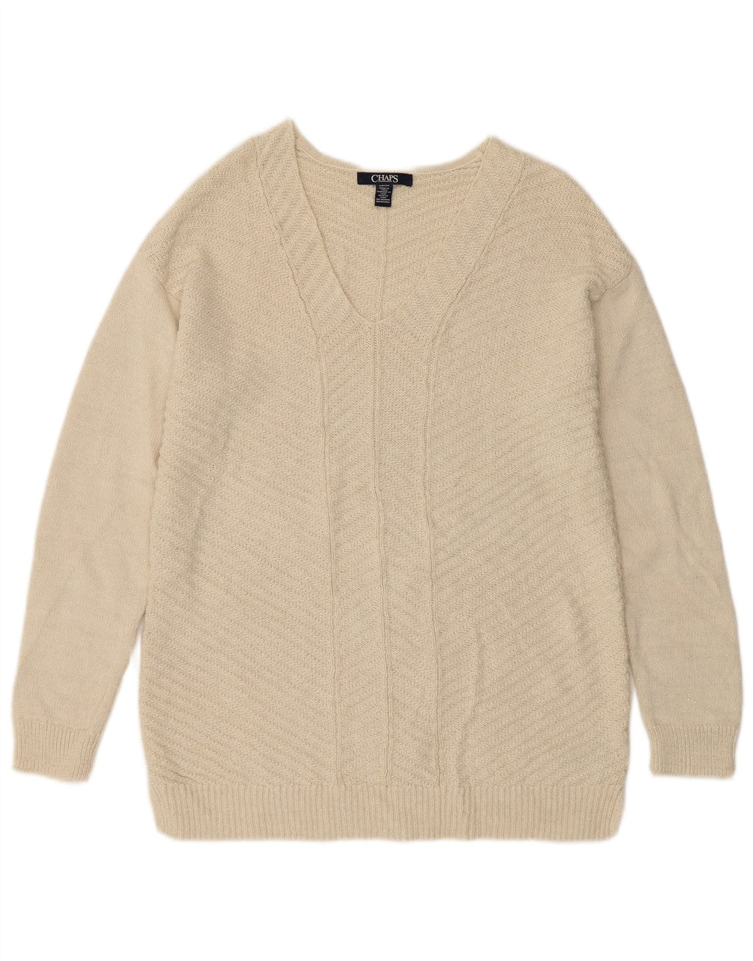 Женский джемпер с v-образным вырезом CHAPS, Великобритания, 10, маленький, белый, хлопковый