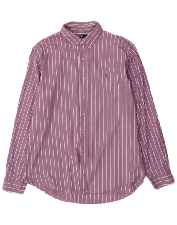 Мужская рубашка индивидуального кроя Polo Ralph Lauren, размер 43 17 XL, фиолетовая в тонкую полоску