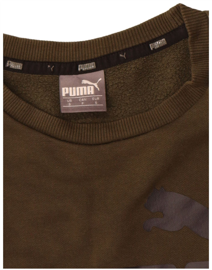 Мужской свитшот с рисунком Puma, маленький хлопковый джемпер цвета хаки