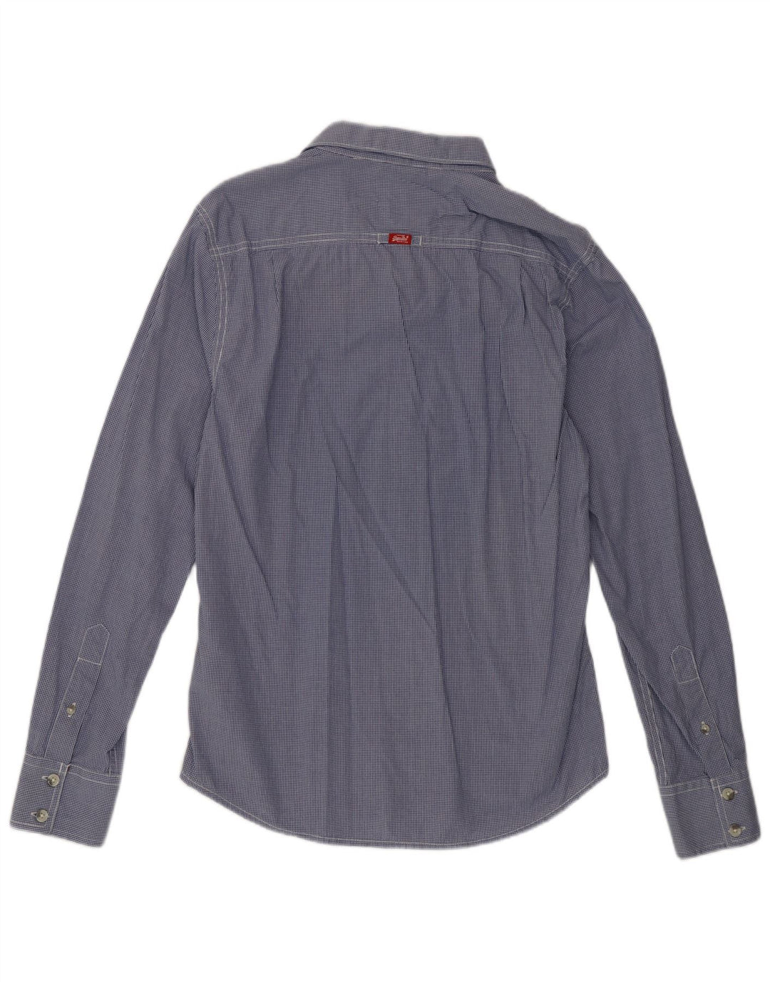 Мужская рубашка Superdry, большая синяя хлопковая клетка в мелкую клетку