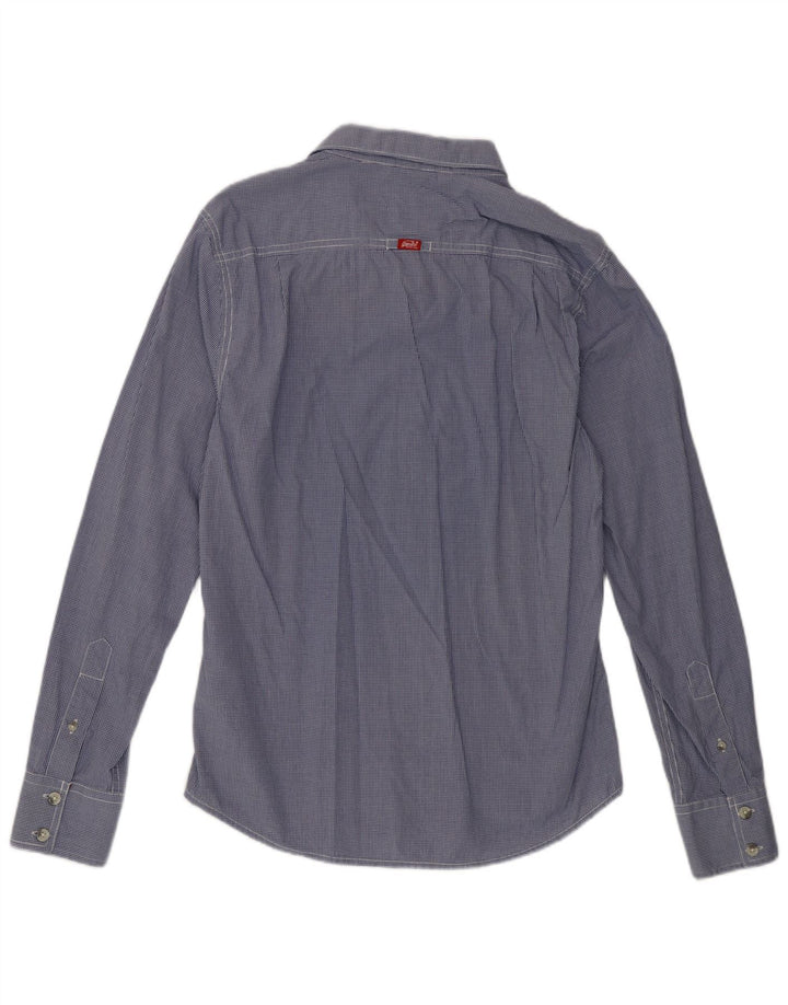 Мужская рубашка Superdry, большая синяя хлопковая клетка в мелкую клетку