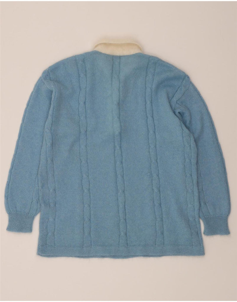 BERLUTI Womens Polo Neck Jumper Sweater UK 16 Large Blue Mohair Vintage Berluti and Second-Hand Berluti from Messina Hembry 