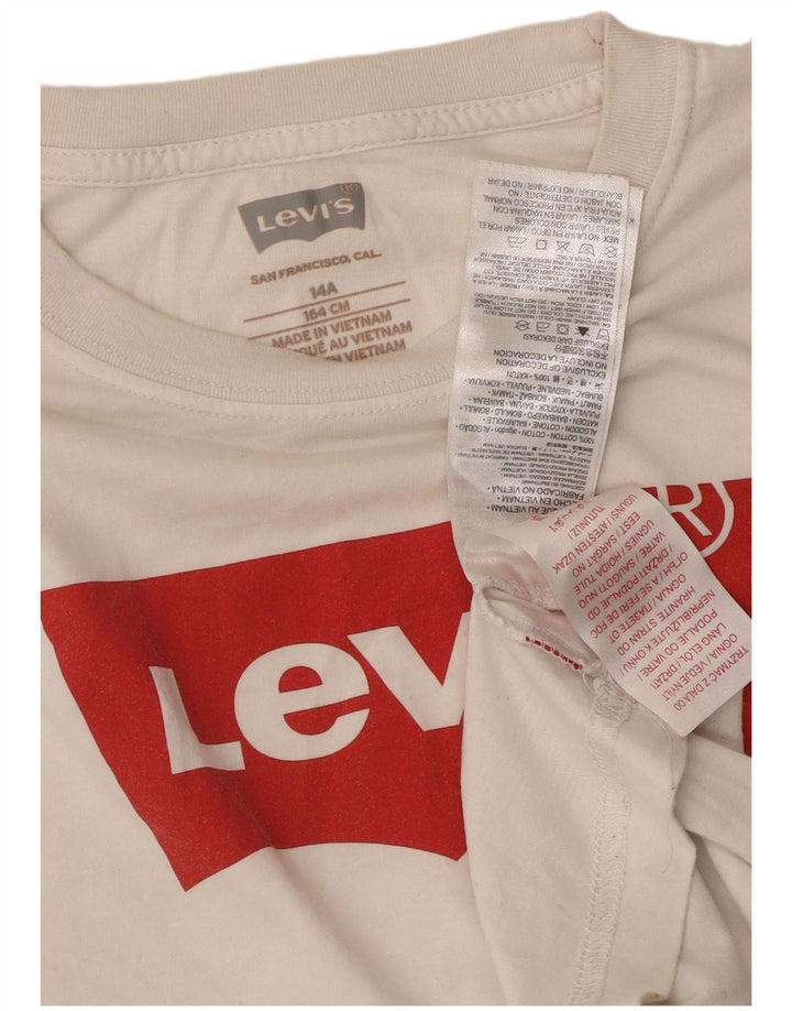 Футболка с рисунком для девочек LEVI'S, топ 13-14 лет, белый хлопок