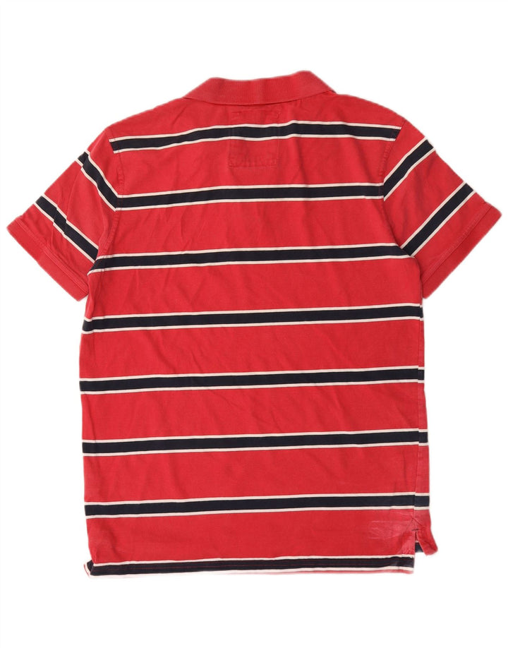 Crew Clothing Мужская рубашка-поло из хлопка в красную полоску среднего размера